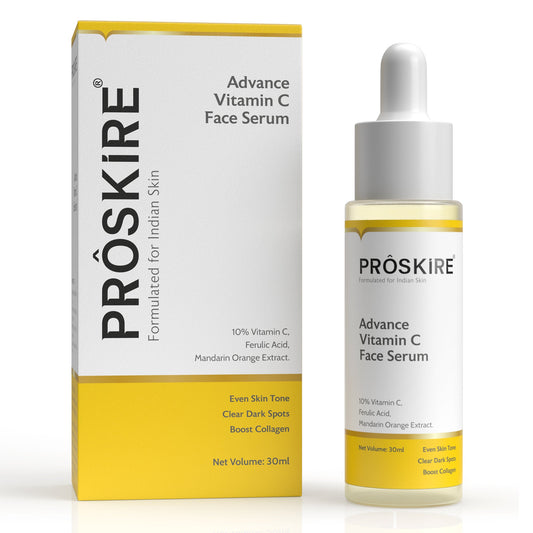 Proskire 10% Advance Vitamin C Serum With Ferulic Acid, For Dark Spots Pigmentation & Glowing Face - 30 ml (Pack of 2)